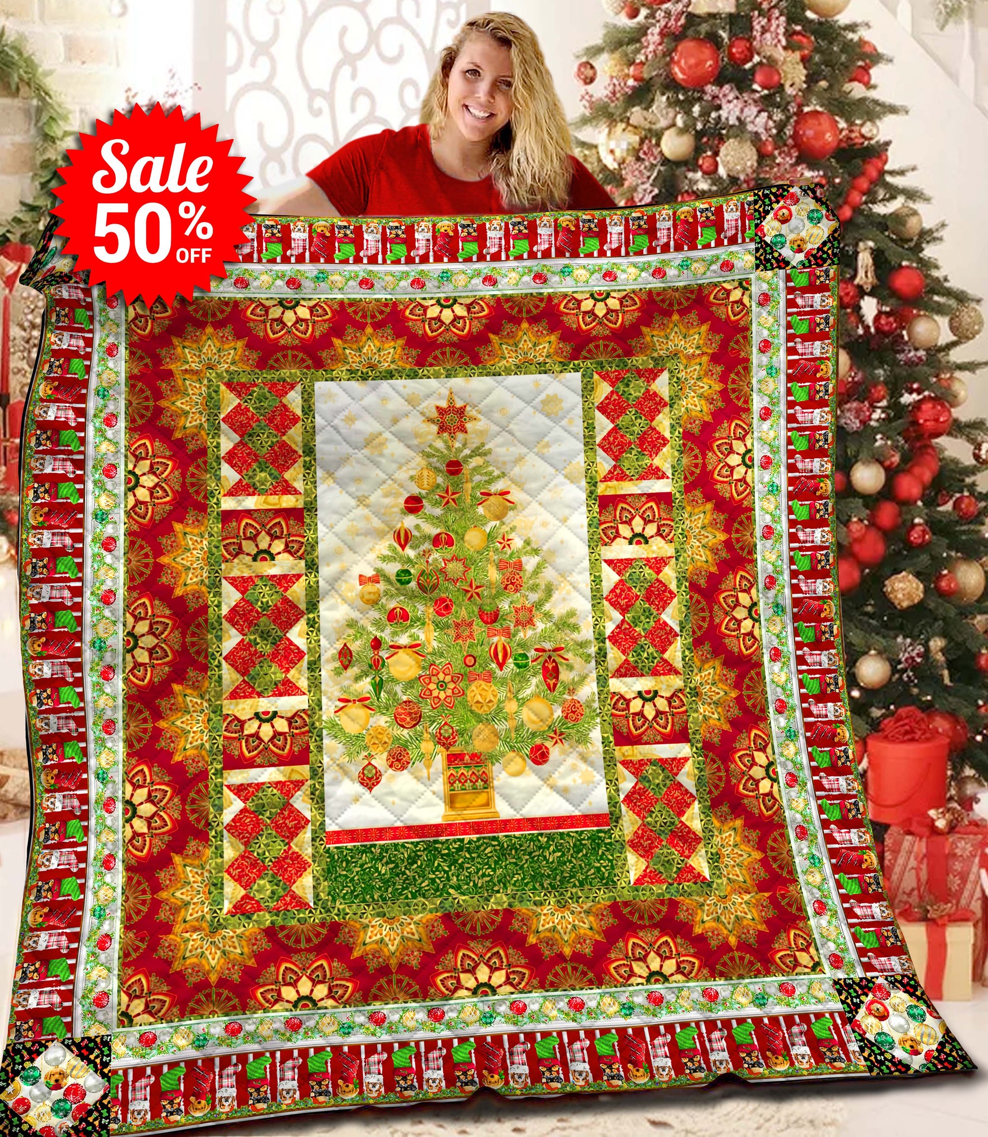 litzzy Christmas Fleece Blanket BBB131223SM Quilt Blanket   
