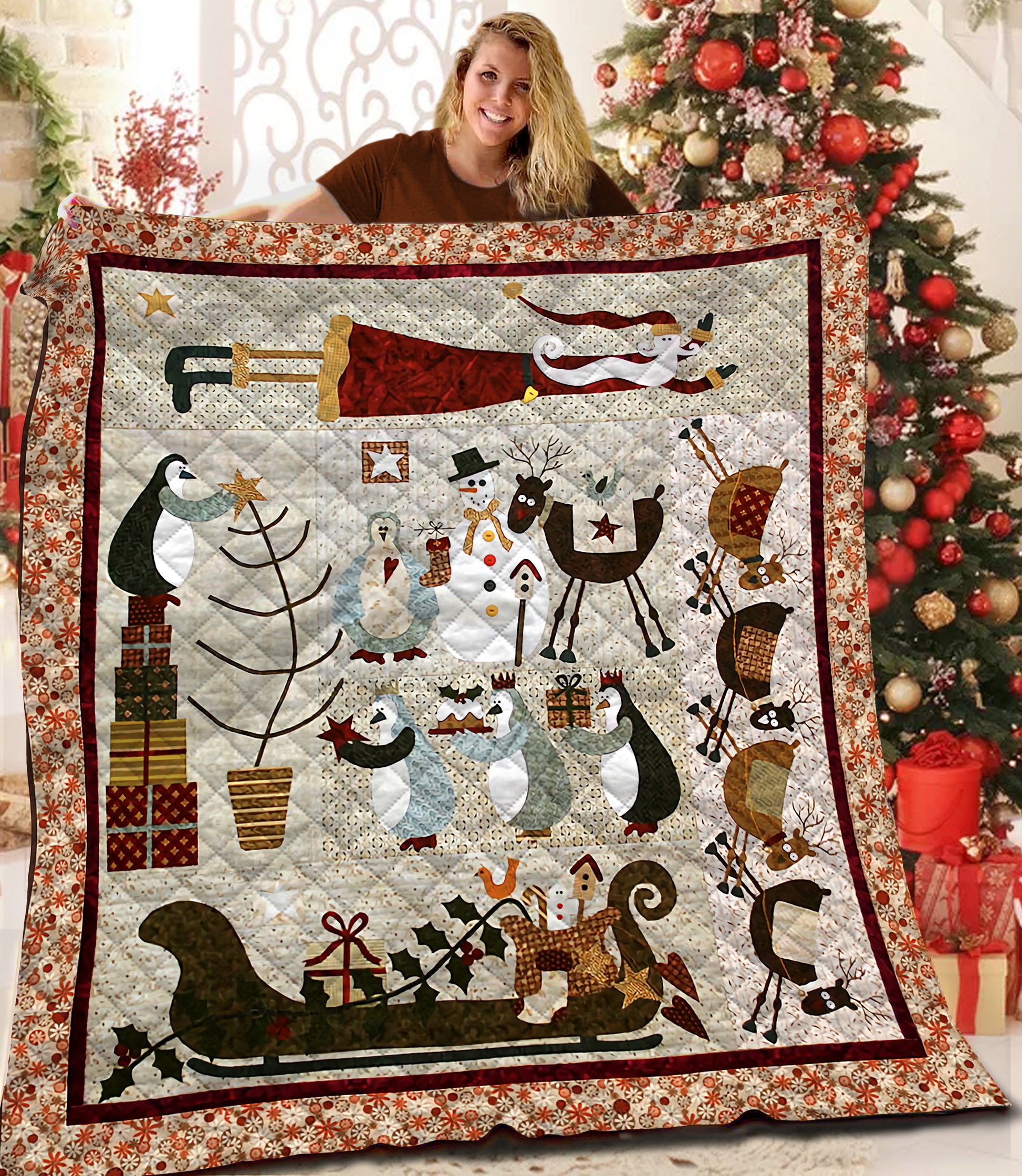 litzzy Christmas Fleece Blanket BBB221010 Quilt Blanket   