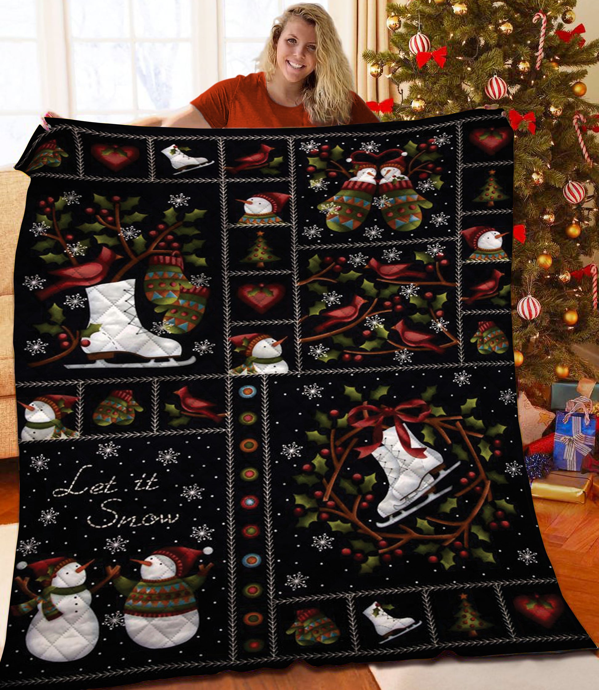 litzzy Christmas Fleece Blanket CCC25102331 Quilt Blanket   