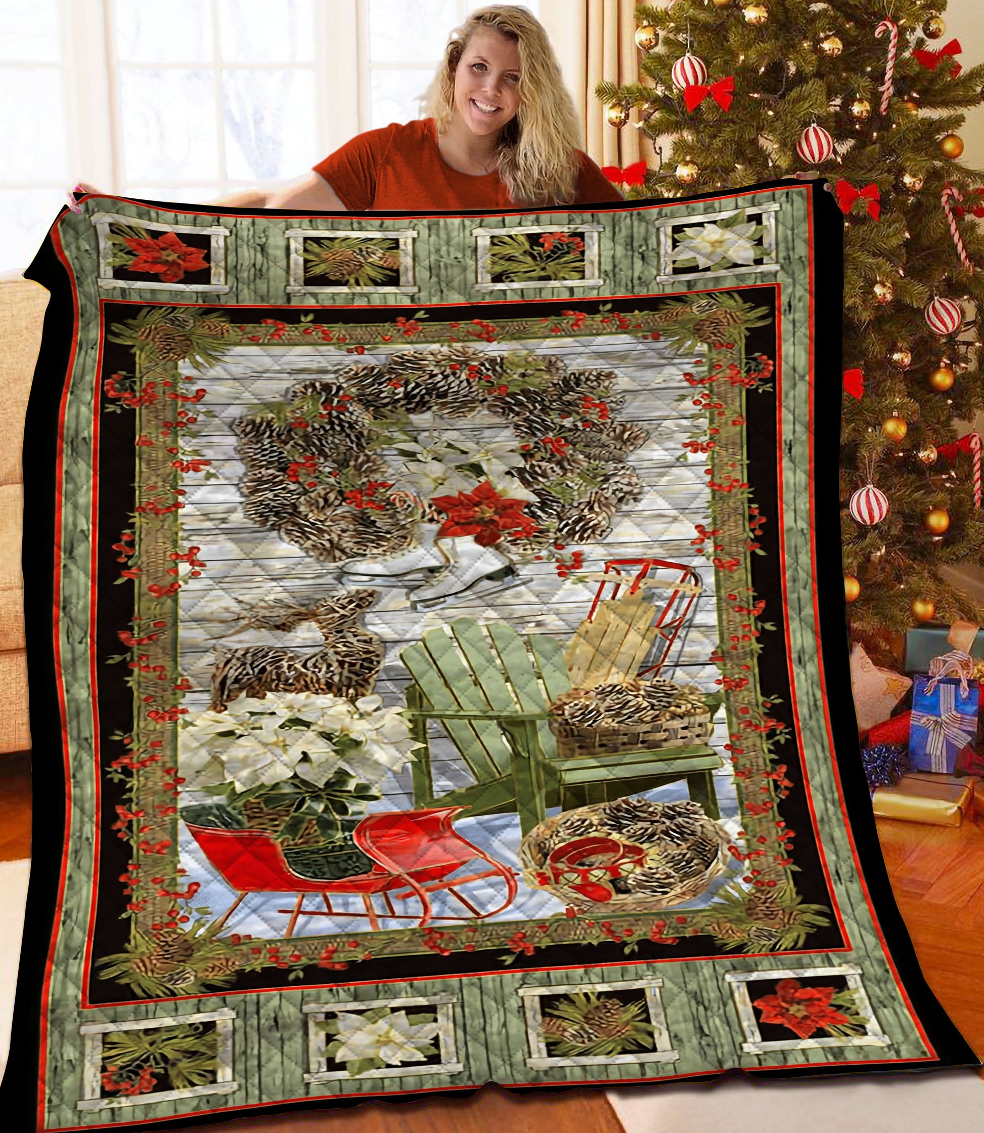 litzzy Christmas Fleece Blanket CCC25102346 Quilt Blanket   