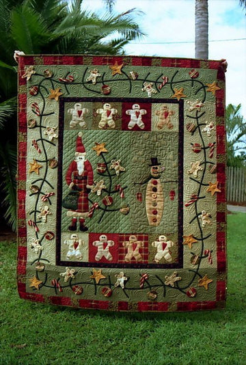 litzzy Christmas Santa And Snowman CLA1110141Q Fleece Blanket Quilt Blanket   