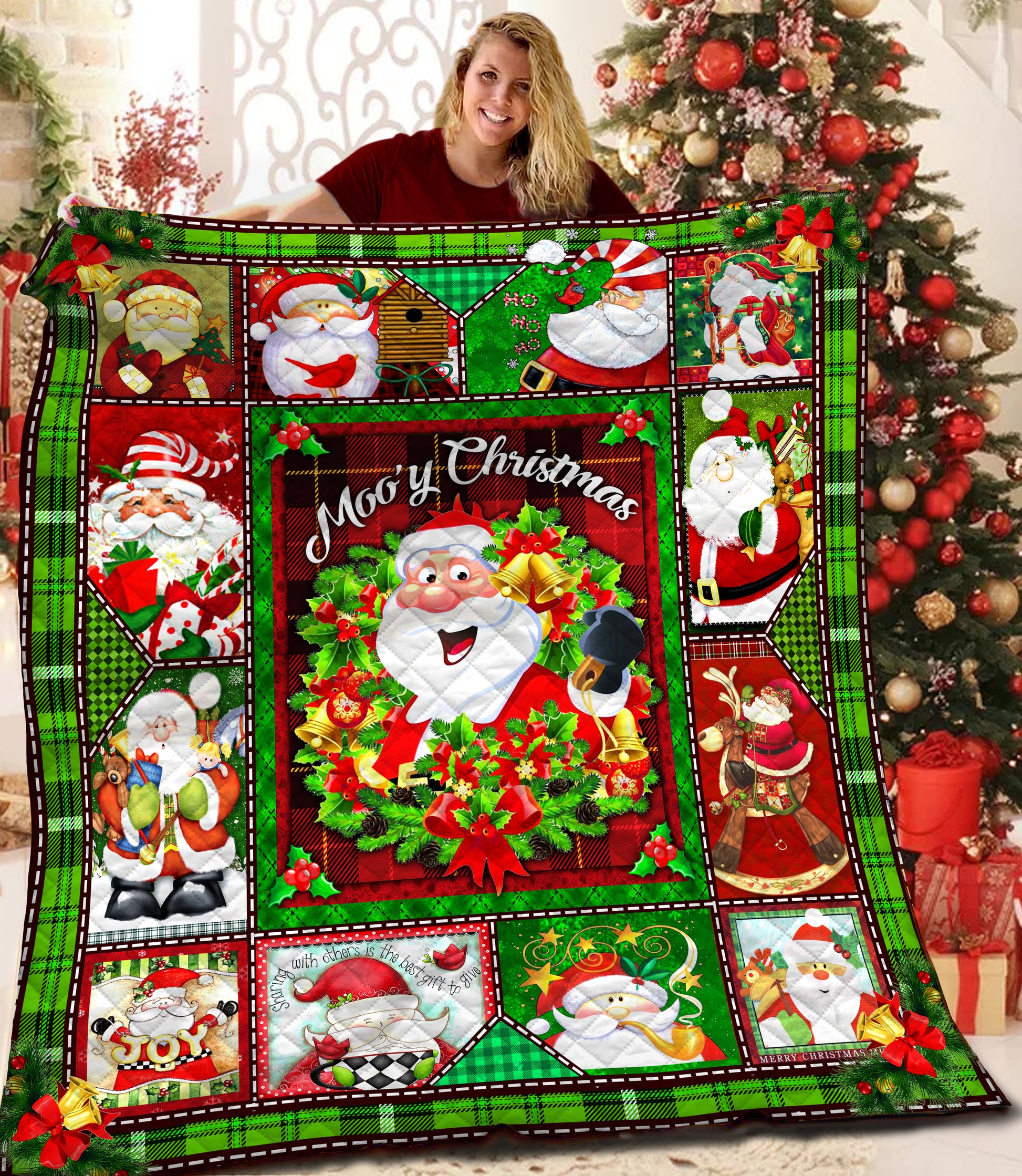 litzzy Christmas Santa BBB2310201MH Fleece Blanket Quilt Blanket   