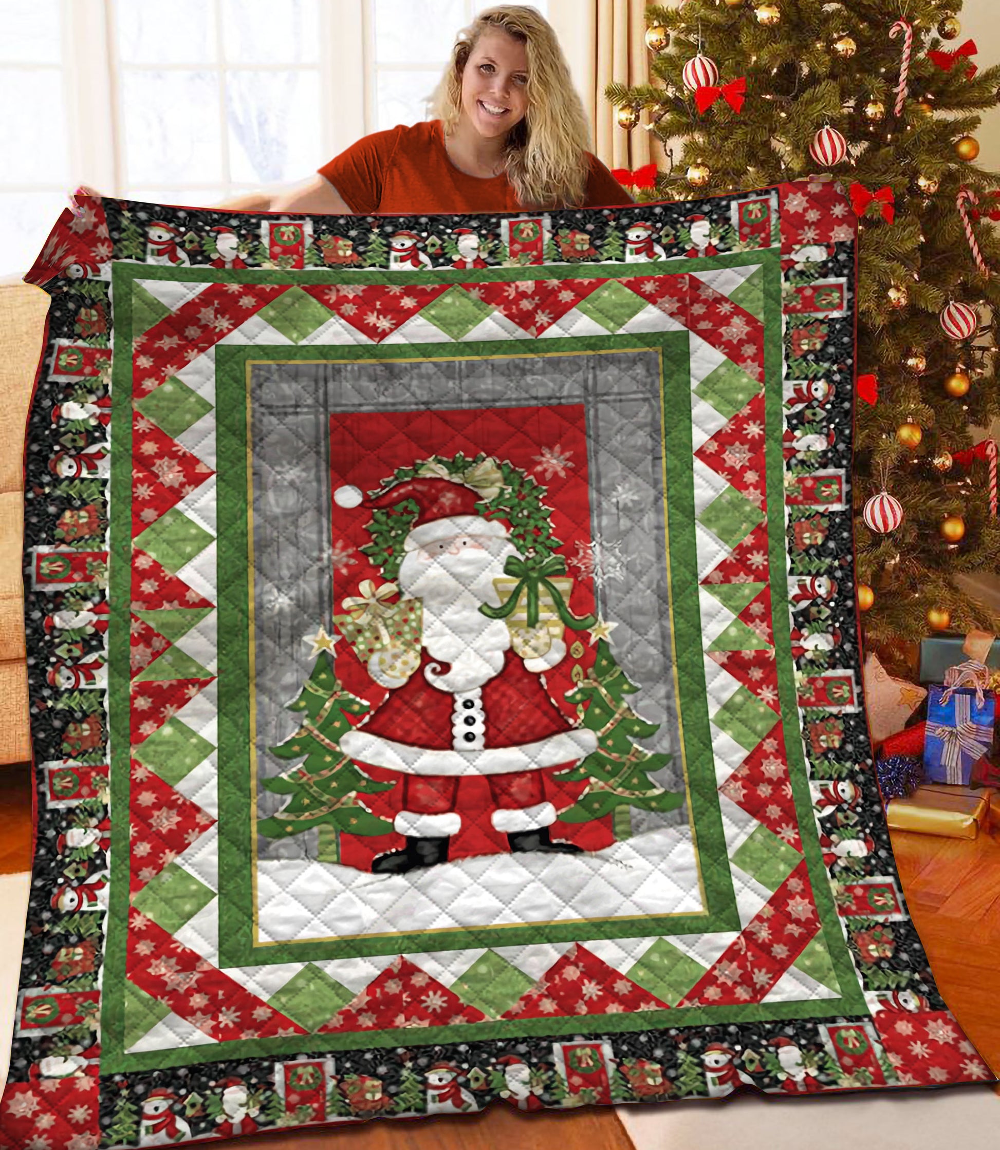 litzzy Christmas Santa Claus Fleece Blanket CCC25105036 Quilt Blanket   