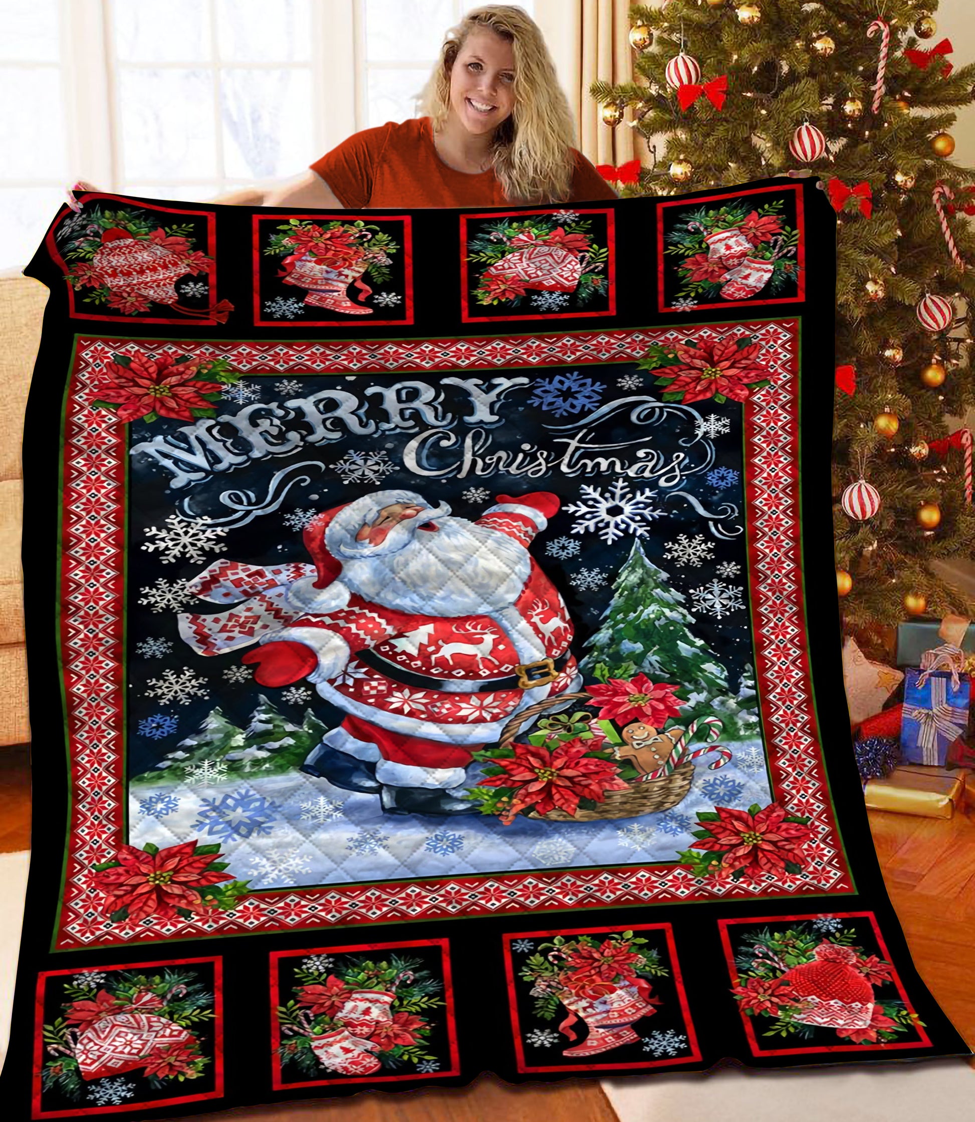 litzzy Christmas Santa Claus Fleece Blanket CCC25105037 Quilt Blanket   
