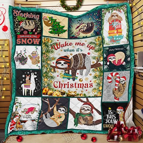 litzzy Christmas Sloth CL22100123MDQ Fleece Blanket Quilt Blanket   