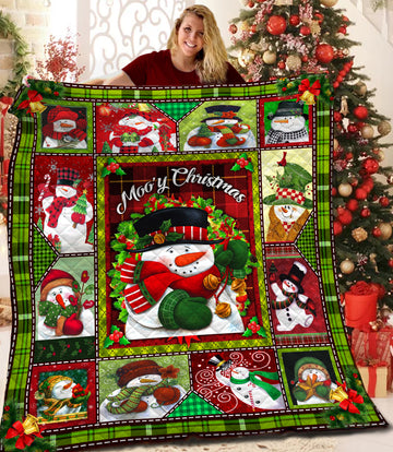 litzzy Christmas Snowman BBB2310202MH Fleece Blanket Quilt Blanket   