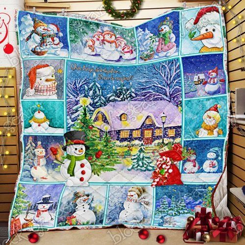litzzy Christmas Snowman CL22100122MDQ Fleece Blanket Quilt Blanket   