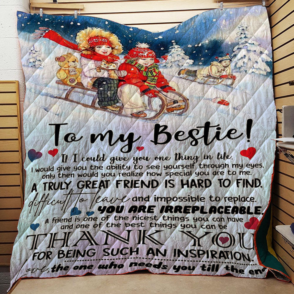litzzy Christmas To My Bestie CL16110406MDQ Fleece Blanket Quilt Blanket   