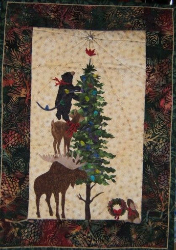 litzzy Christmas Tree With Moose CLA2210140Q Fleece Blanket Quilt Blanket   