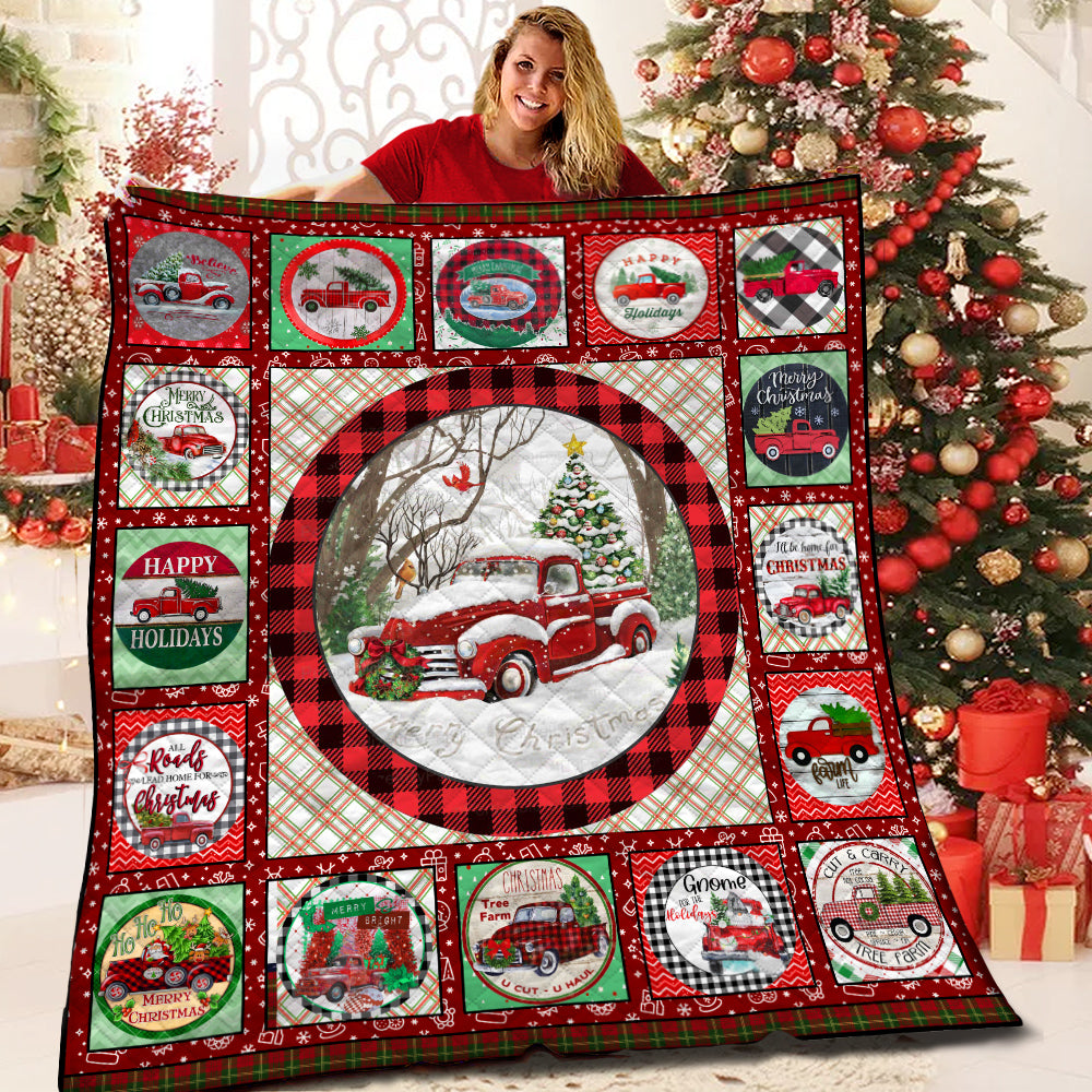 litzzy Christmas Truck BBB101135HT Fleece Blanket Quilt Blanket   