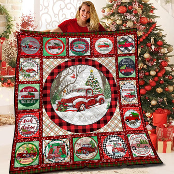 litzzy Christmas Truck BBB101135HT Fleece Blanket Quilt Blanket   