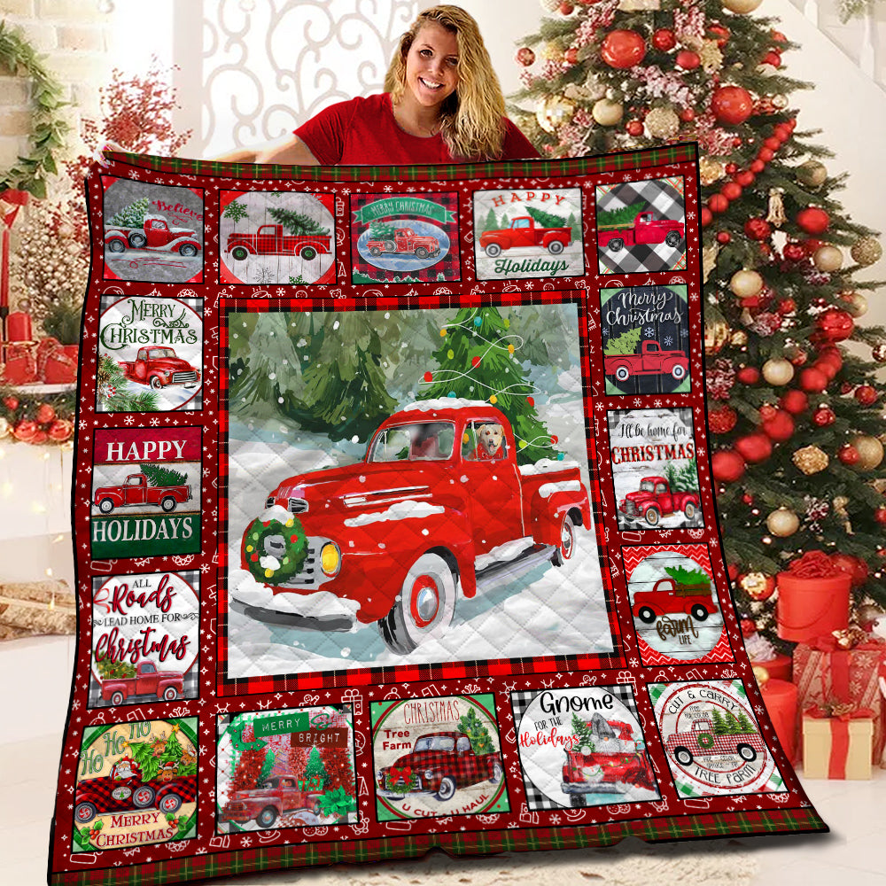 litzzy Christmas Truck BBB101136HT Fleece Blanket Quilt Blanket   