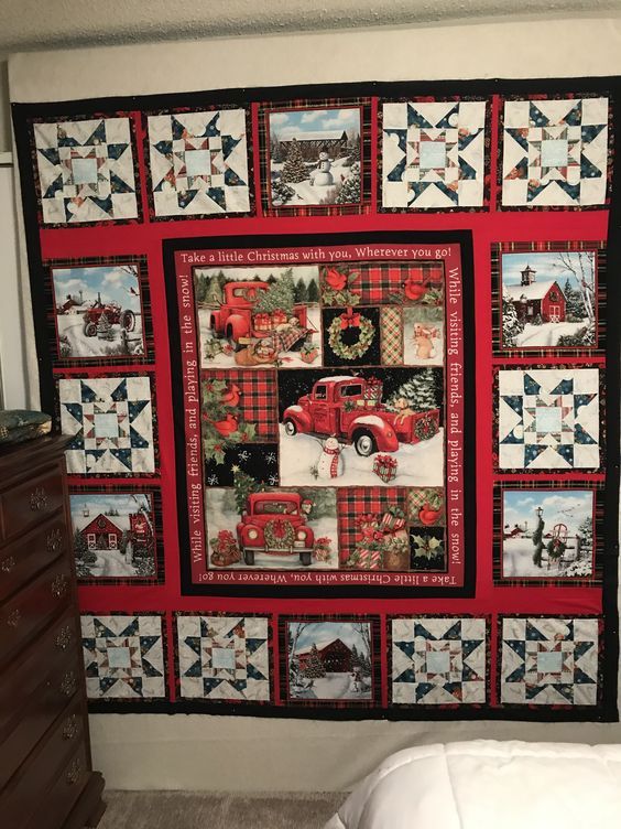 litzzy Christmas Truck CLA1010221Q Fleece Blanket Quilt Blanket   