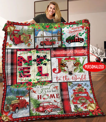 litzzy Christmas Truck Personalized HHH121101NH Fleece Blanket Quilt Blanket   