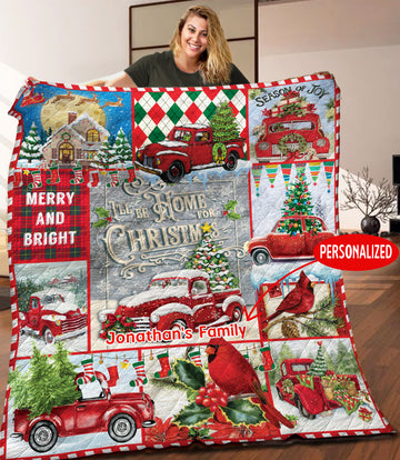 litzzy Christmas Truck Personalized HHH121102NH Fleece Blanket Quilt Blanket   