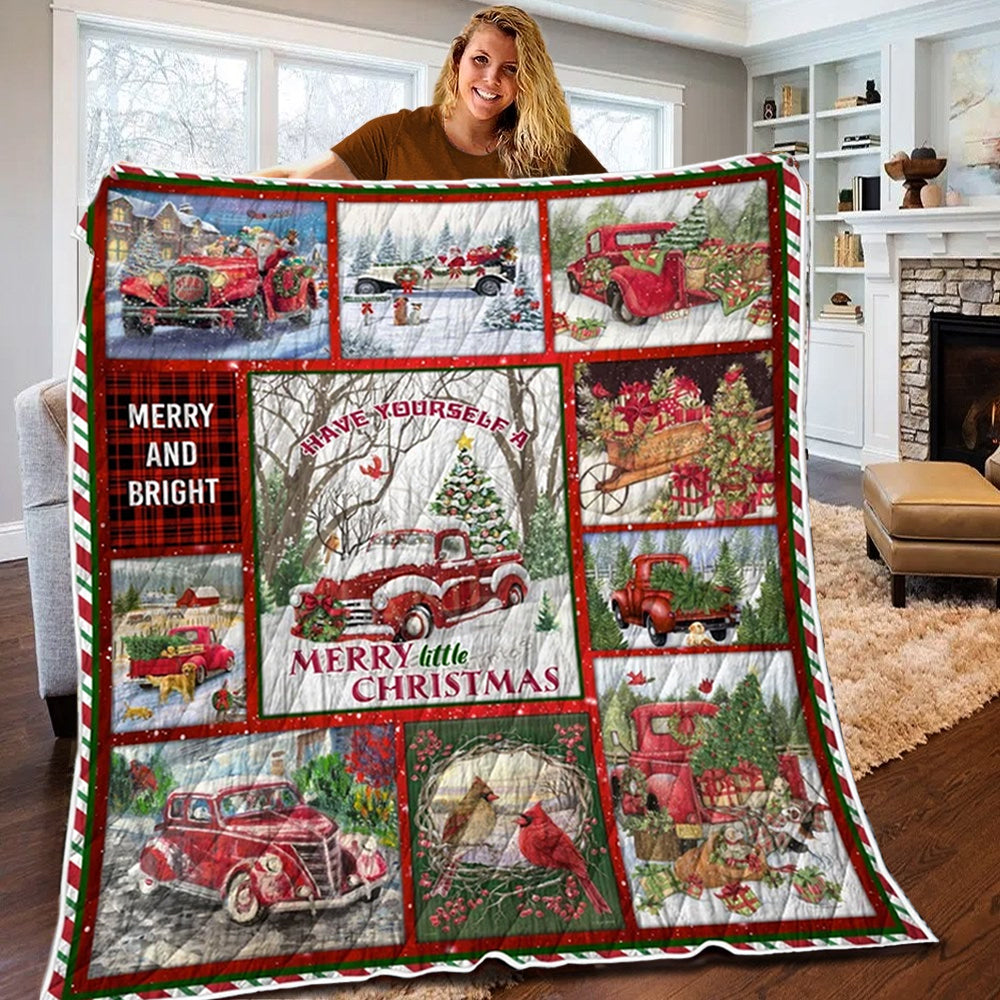litzzy Christmas Trucker DPC221004 Fleece Blanket Quilt Blanket   
