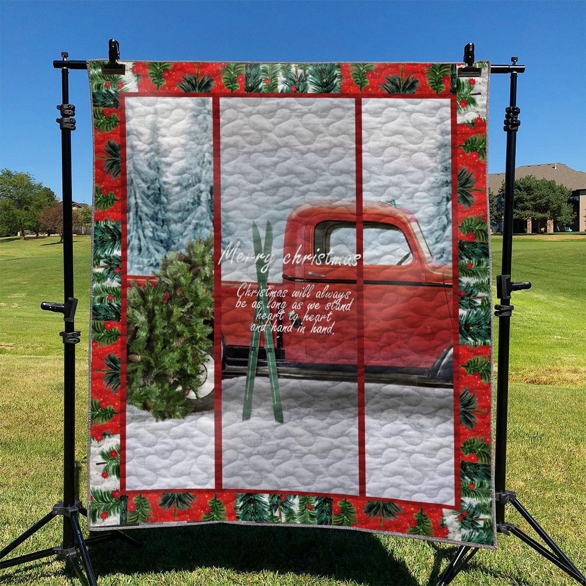litzzy Christmas Will Always Be As Long As We Stand Heart By Heart And Hand In Hand GS-LD1010TT Fleece Blanket Quilt Blanket   