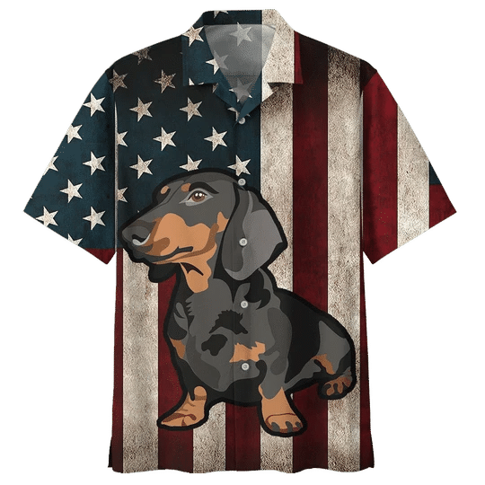 litzzy Classic Flag Dachshund Watercolor Design Hawaiian Shirt - Aloha shirt Hawaiian Hawaii Shirt For Summer Hawaii Shirt   