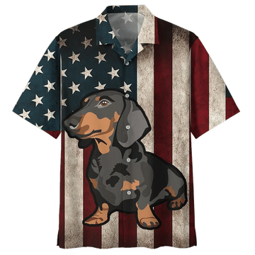 litzzy Classic Flag Dachshund Watercolor Design Hawaiian Shirt - Aloha shirt Hawaiian Hawaii Shirt For Summer Hawaii Shirt   