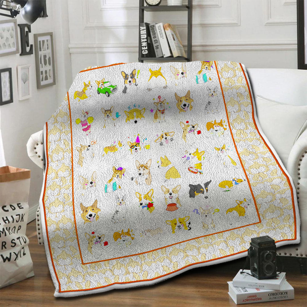 litzzy Corgi Dog HQT1610312 Fleece Blanket fleece blanket   