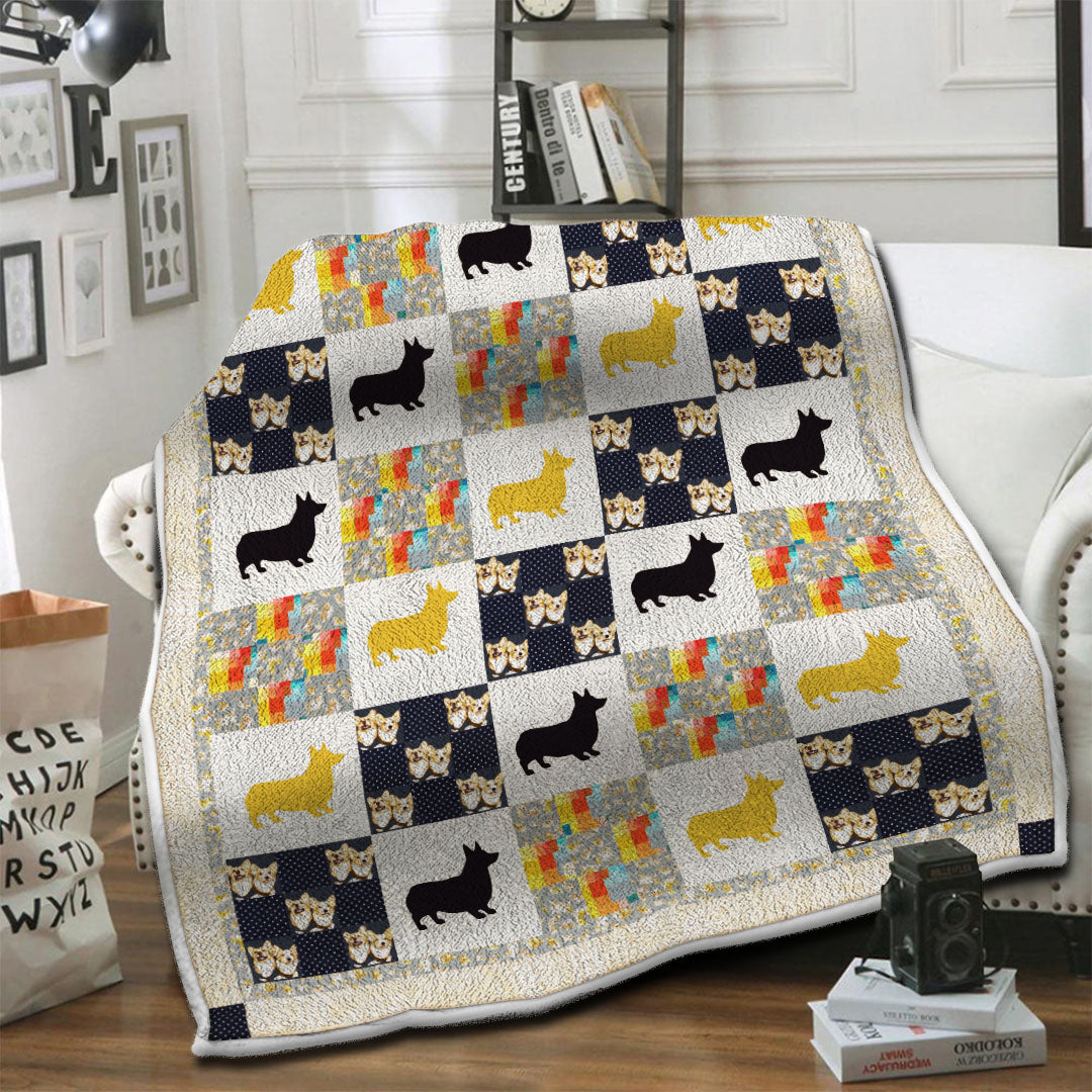 litzzy Corgi Fleece Blanket HST19101485 Fleece Blanket   