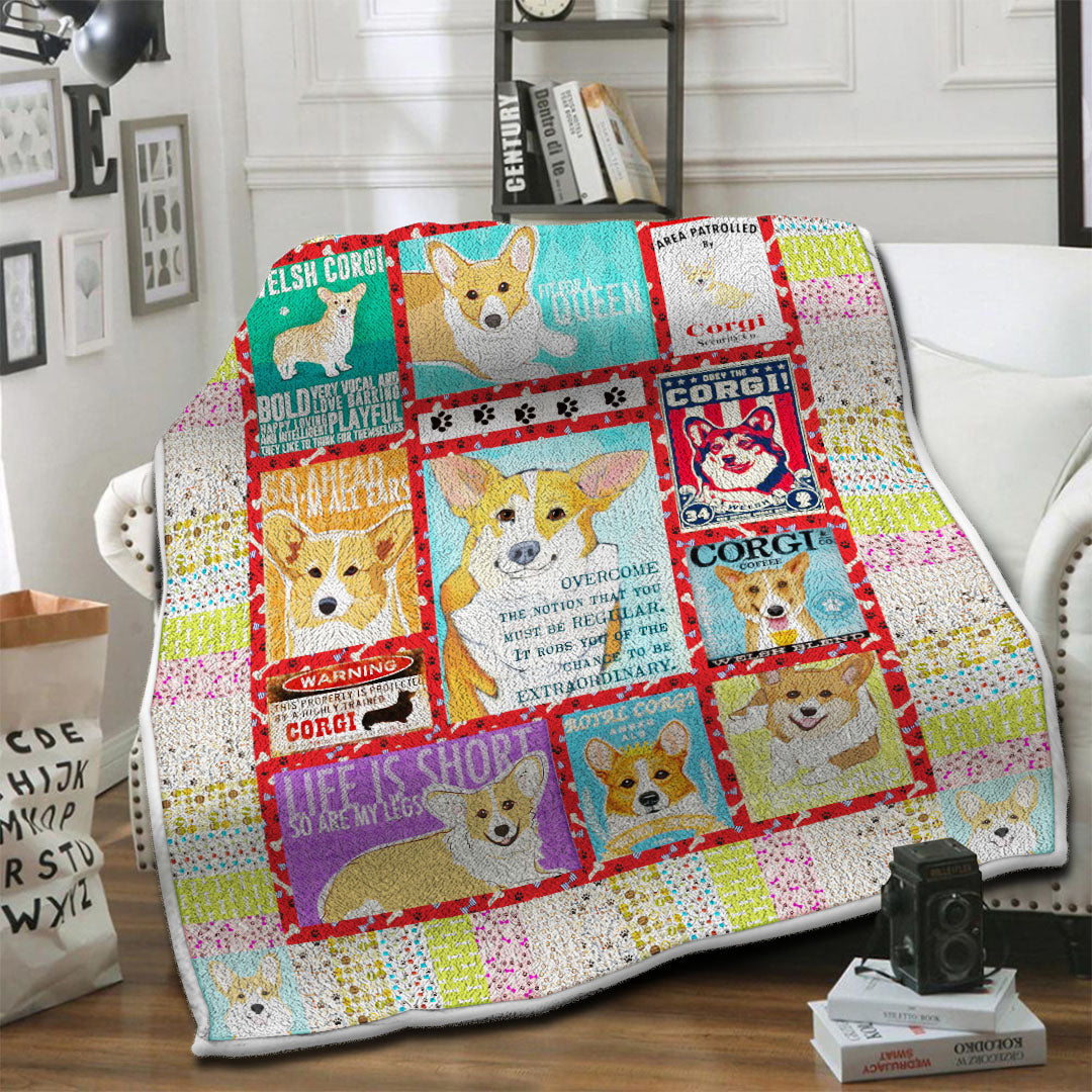 litzzy Corgi Fleece Blanket HST19102698 Fleece Blanket   
