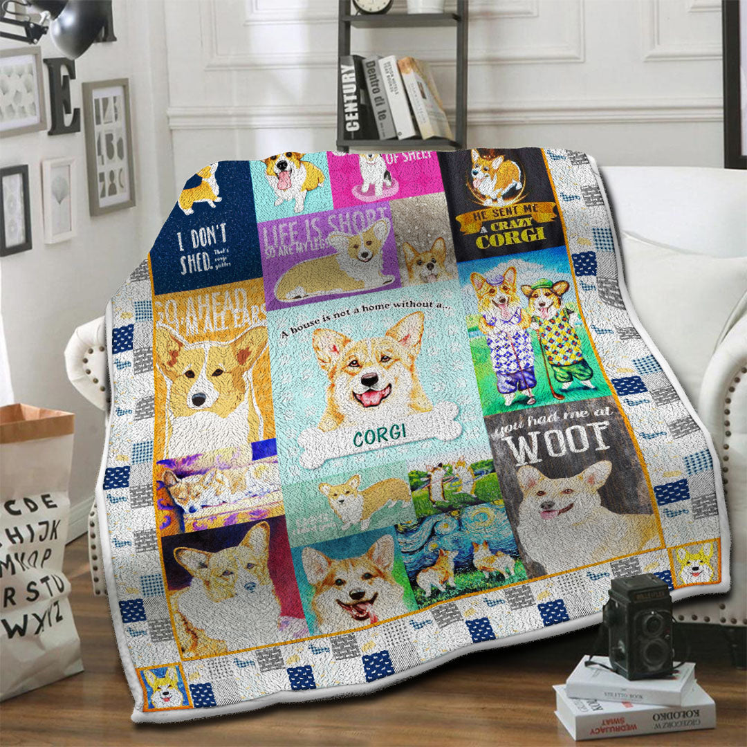 litzzy Corgi Lover Fleece Blanket HST19101487 Fleece Blanket   