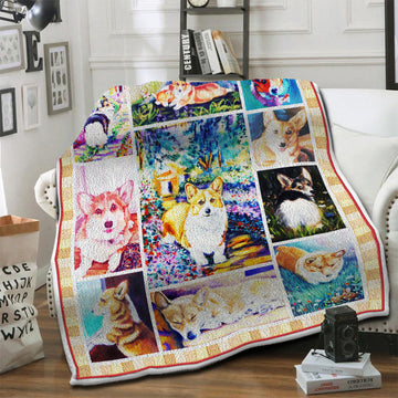litzzy Corgi HQT1610746 Fleece Blanket Fleece Blanket   