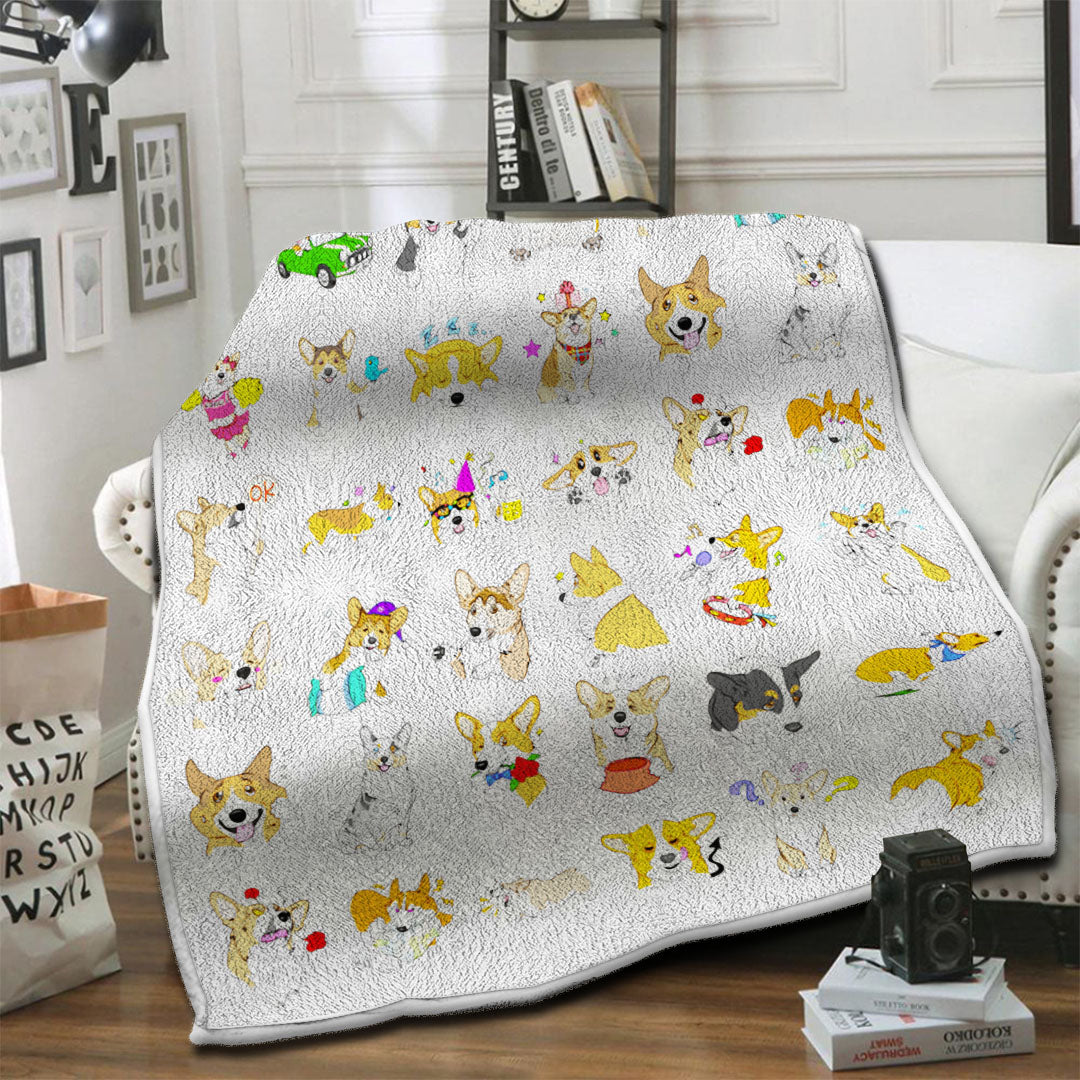 litzzy Corgi HQT1610748 Fleece Blanket Fleece Blanket   
