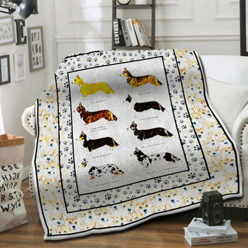 litzzy Corgi HQT1610750 Fleece Blanket Fleece Blanket   