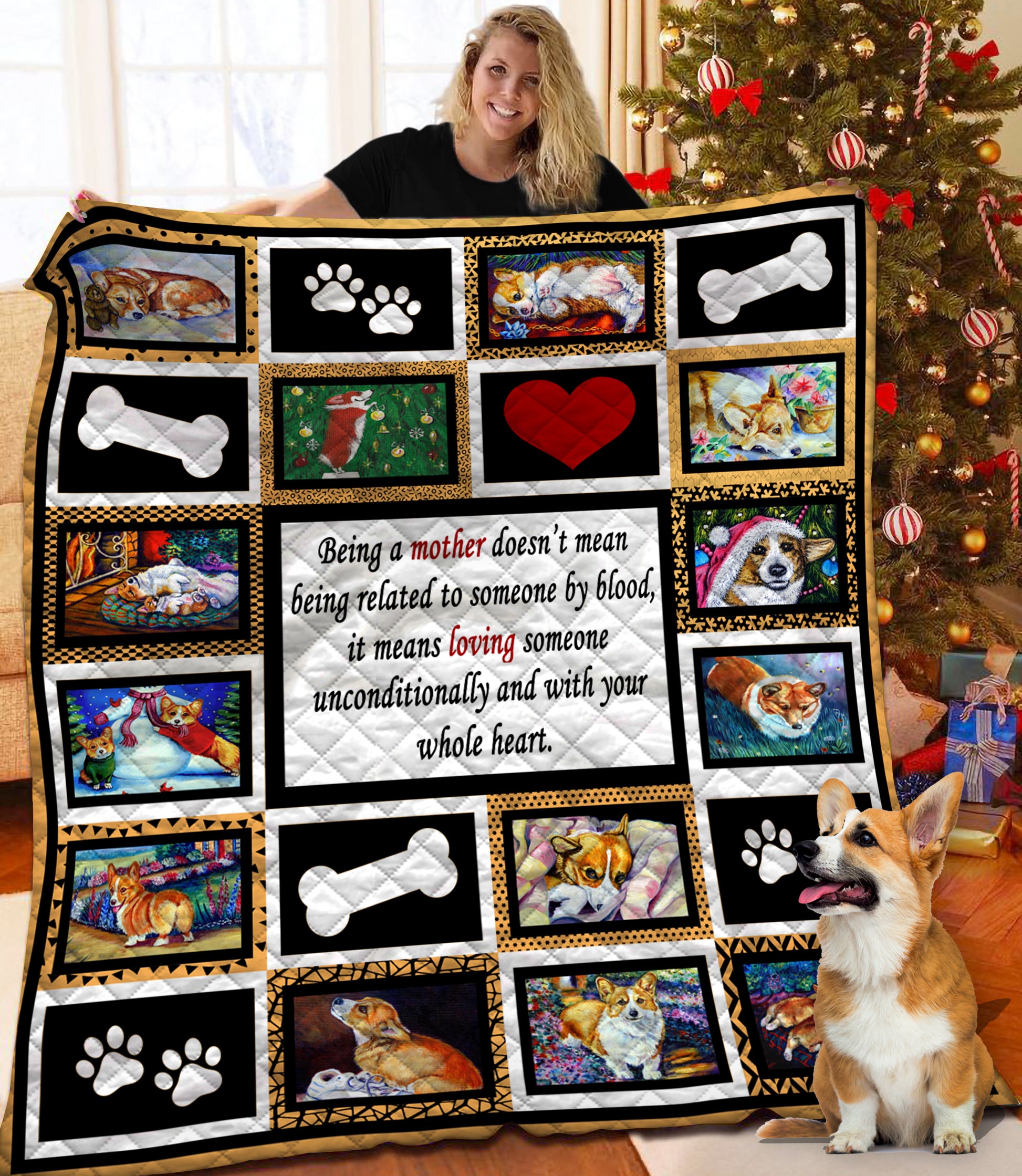 litzzy Corgi Christmas BBB051144NB Fleece Blanket Quilt Blanket   