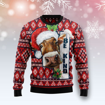 litzzy Cow Be Kind D1211 Ugly Christmas Sweater -  Best Gift For Christmas, Noel Malalan - Christmas Signature sweater   