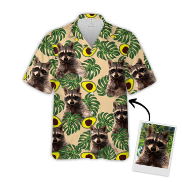 litzzy Custom Avocado & Leaves Pattern Short-Sleeve Hawaiian Shirt (Lemon Zest Color) Hawaii Shirt   
