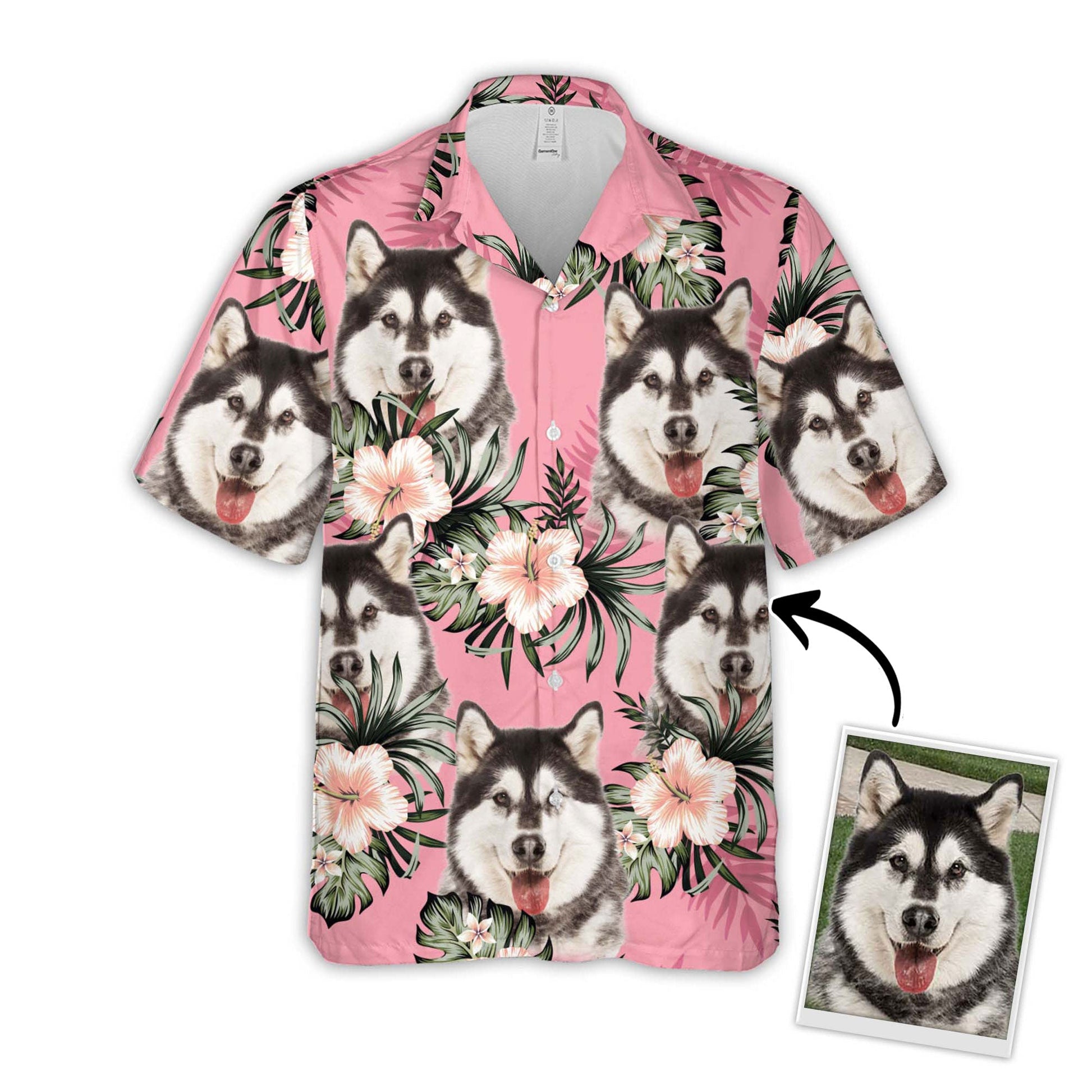 litzzy Custom Flowers Pattern Short-Sleeve Hawaiian Shirt (Pink Color) Hawaii Shirt   