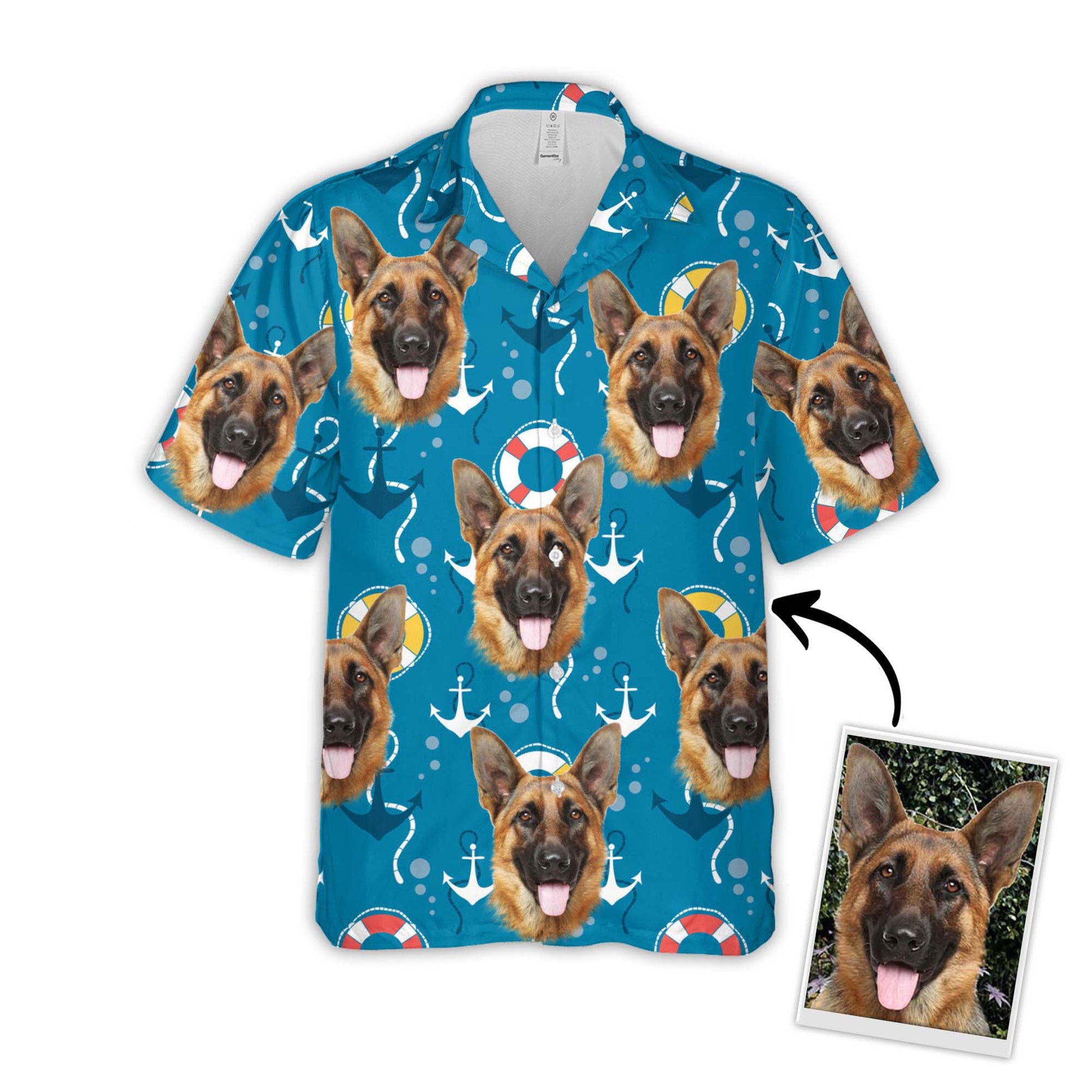 litzzy Custom Sea Pattern Short-Sleeve Hawaiian Shirt Hawaii Shirt   