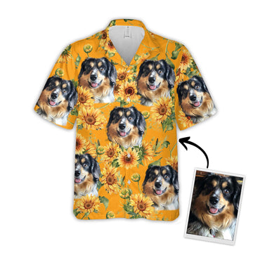 litzzy Custom Sunflower & Yellow Pattern Short-Sleeve Hawaiian Shirt Hawaii Shirt   