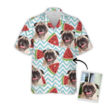 litzzy Custom Watermelon Pattern Short-Sleeve Hawaiian Shirt (White Color) Hawaii Shirt   