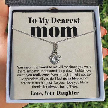 litzzy Litzzy Alluring Necklace To My Dearest Mom, You Mean The World To Me Mothers Day Jewelry, Necklace gifts set from Son, Daughter Jewelry Standard Box  