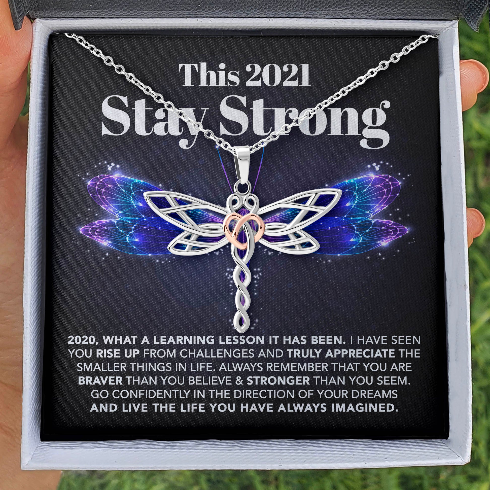 litzzy This 2021 - Stay Strong - Dragonfly Necklace Jewelry   