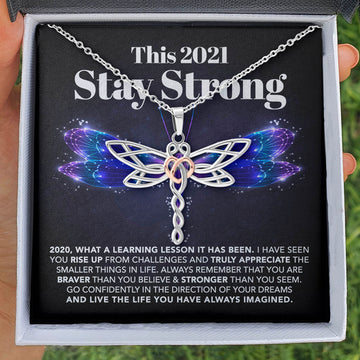 litzzy This 2021 - Stay Strong - Dragonfly Necklace Jewelry   