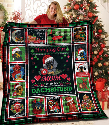 litzzy Dachshund Christmas Fleece Blanket BBB301111MH Quilt Blanket   
