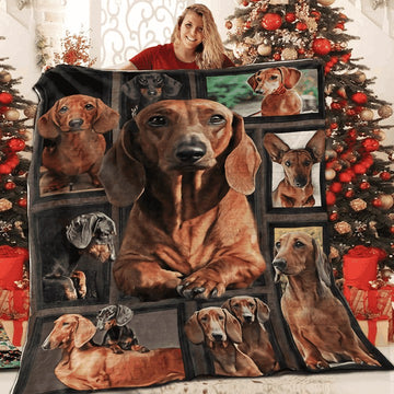 litzzy Dachshund When The Party Is Over Christmas DD2209166CL Fleece Blanket Quilt Blanket   