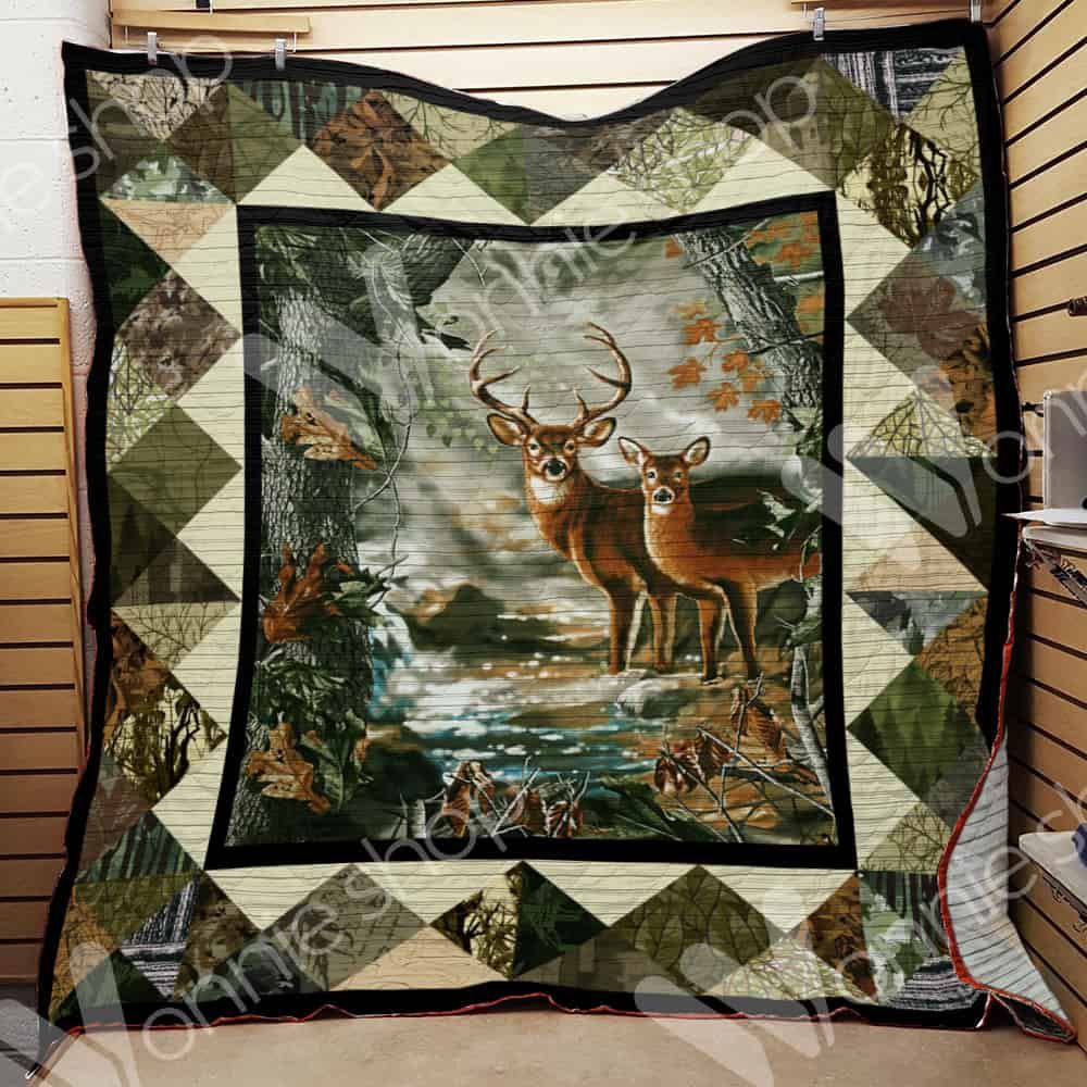 litzzy Deer Hunting Christmas 1 GS-CL-LD3110 Fleece Blanket Quilt Blanket   