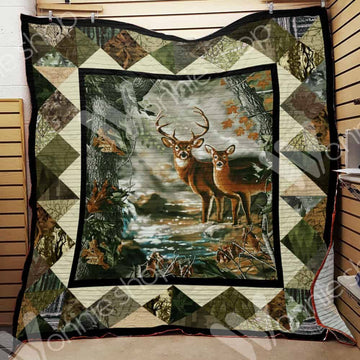 litzzy Deer Hunting Christmas 1 GS-CL-LD3110 Fleece Blanket Quilt Blanket   
