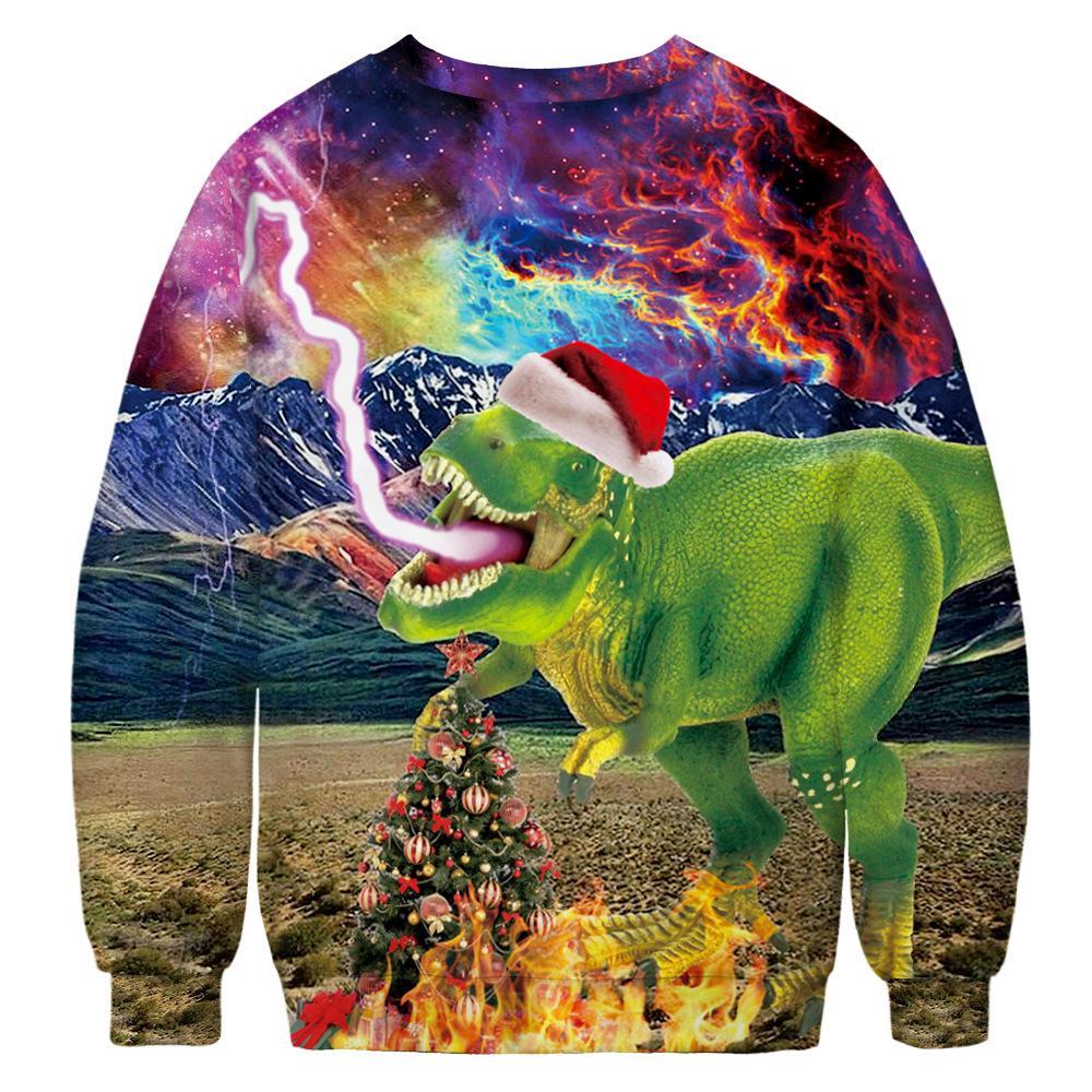 litzzy Dinosaur Ugly Christmas Sweater | For Men & Women | Adult | US6221 - Ugly Sweater Gift For Lover sweater   