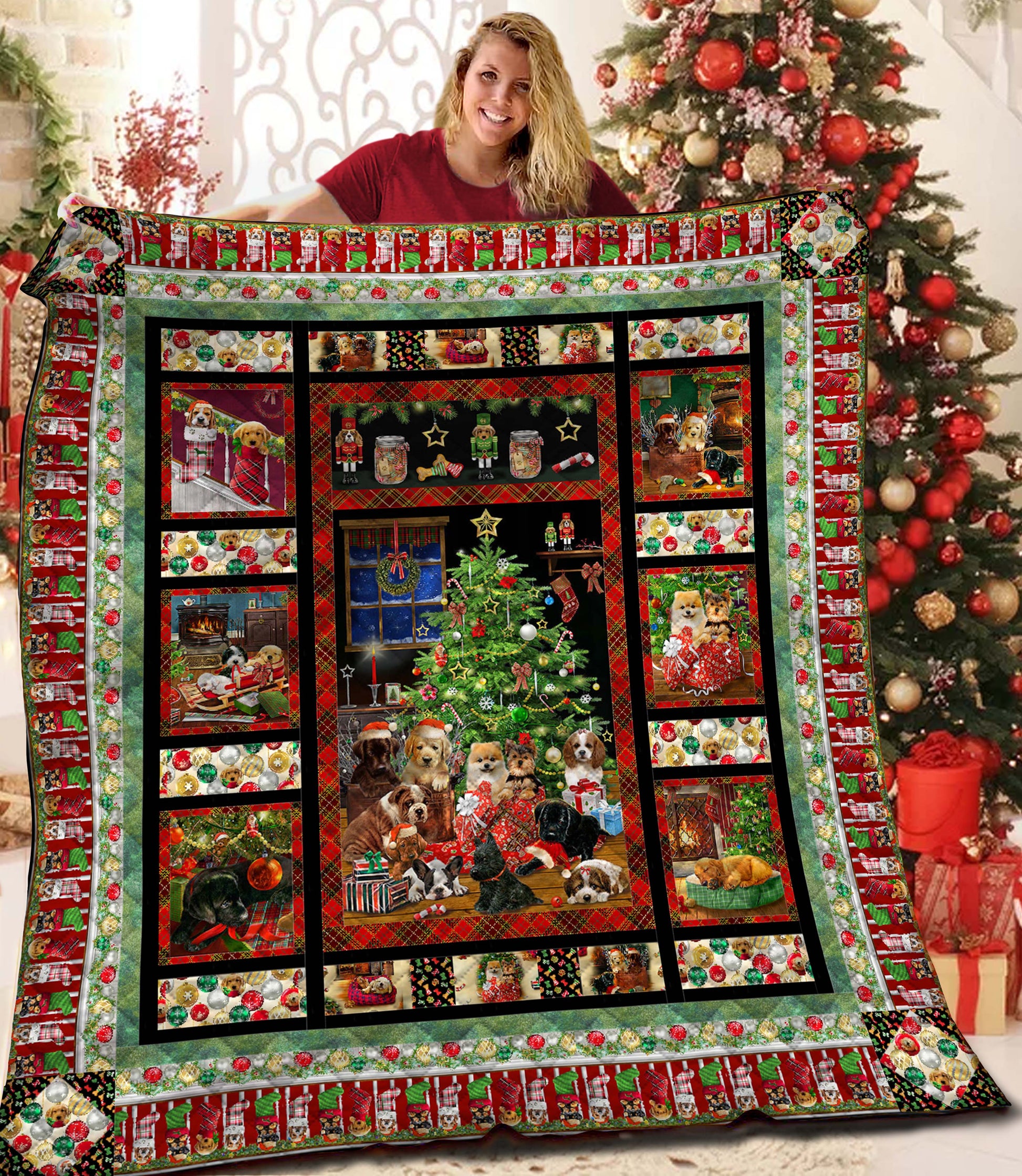 litzzy Dogs Christmas Fleece Blanket CCC2610952 fleece blanket   