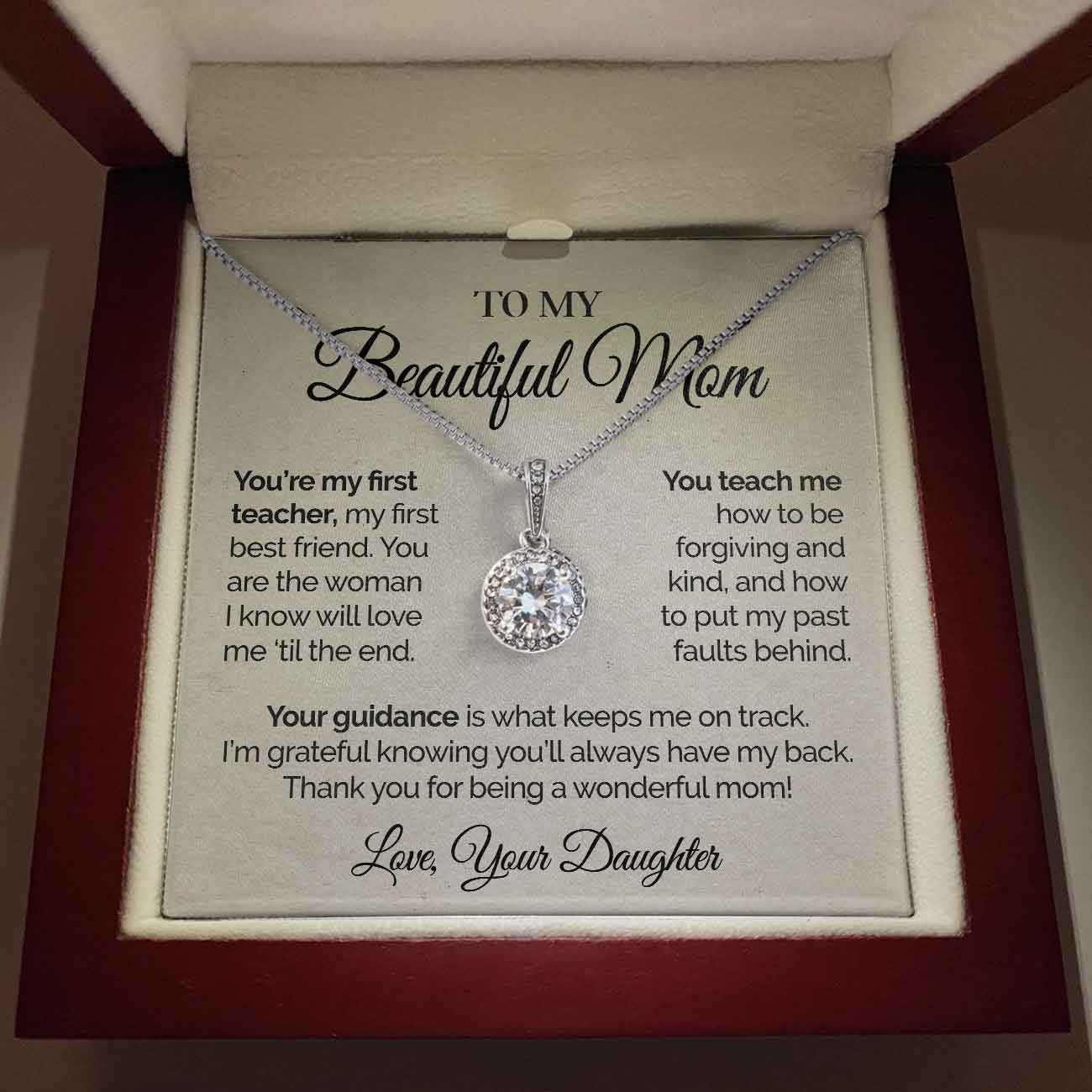 litzzy To My Beautiful Mom - You're My First Teacher - Eternal Hope Necklace Jewelry   