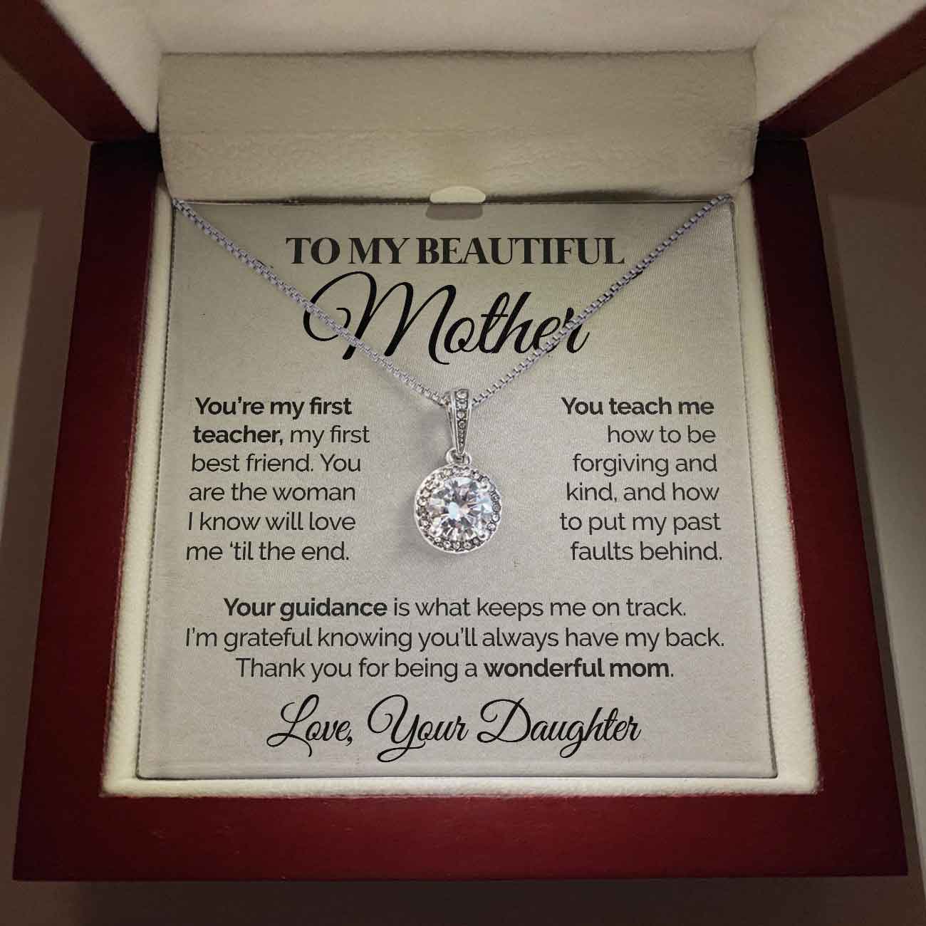 litzzy To My Beautiful Mother - You're My First Teacher - Eternal Hope Necklace Jewelry   