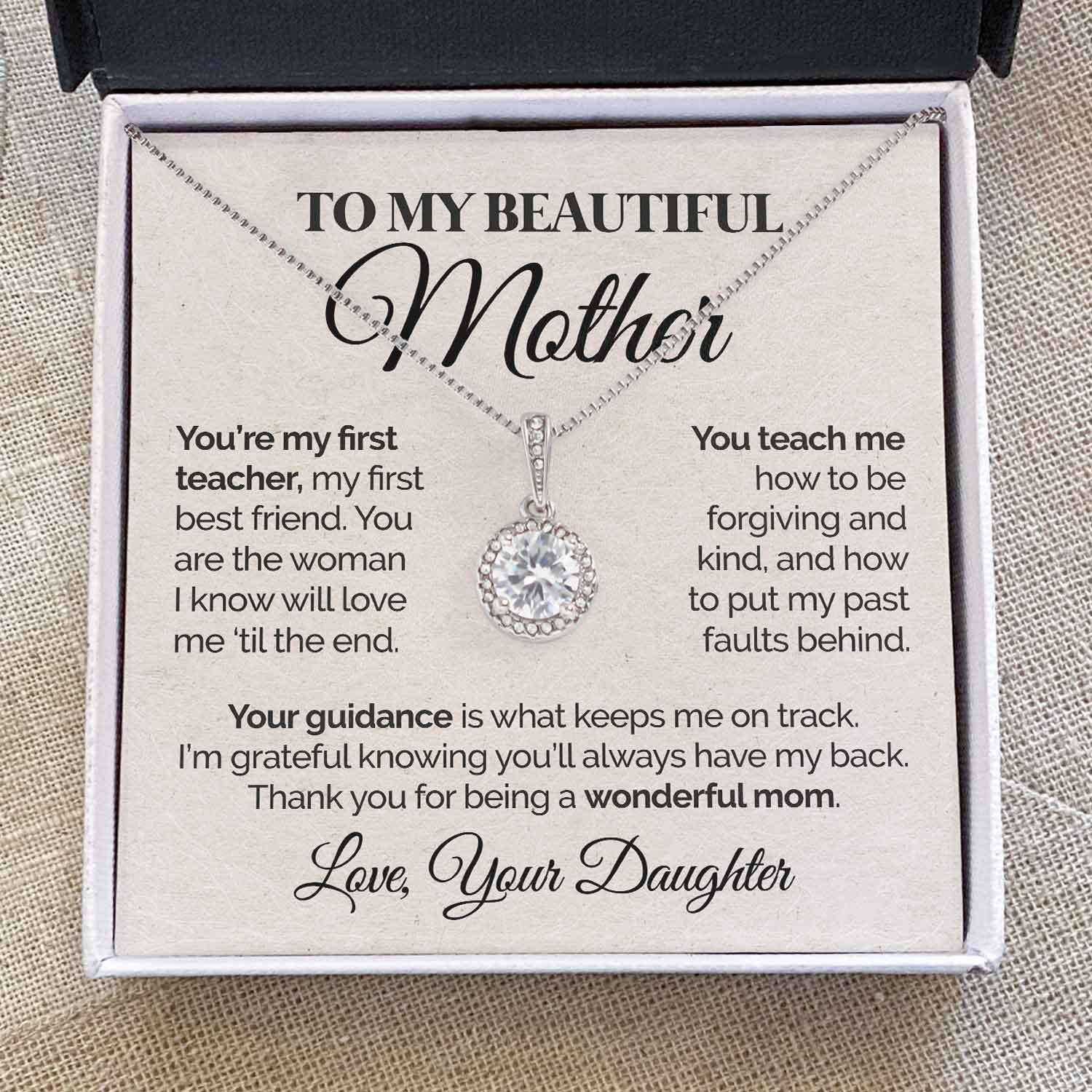 litzzy To My Beautiful Mother - You're My First Teacher - Eternal Hope Necklace Jewelry   