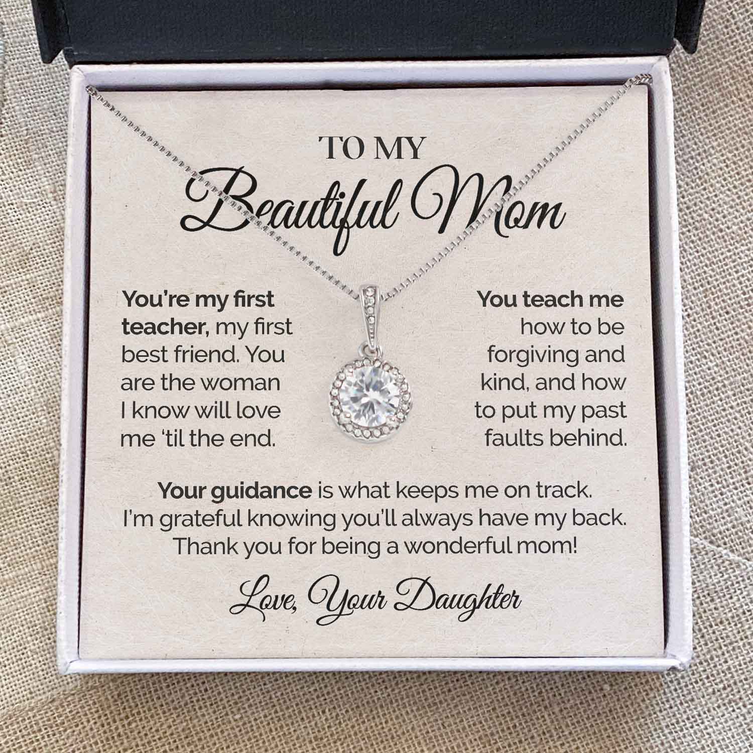 litzzy To My Beautiful Mom - You're My First Teacher - Eternal Hope Necklace Jewelry   